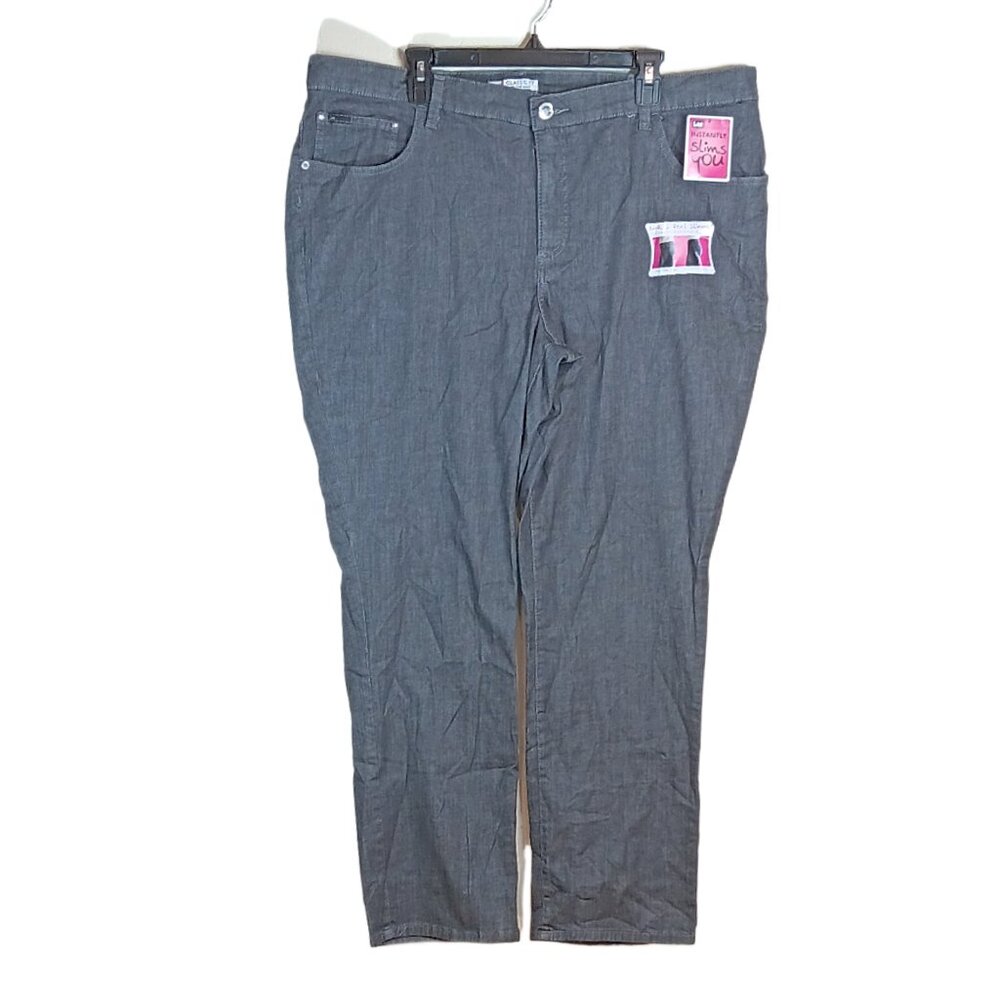 Lee Classic Fit Straight Leg Jeans Womens 22 Gray High Rise Stretch Denim